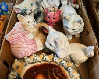 Mid century cats and cat ash tray