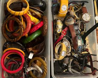 More bakelite / catalin bangles, bracelets, watches, jewelry