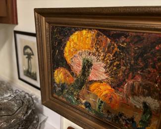 Vintage mid century mushroom painting 