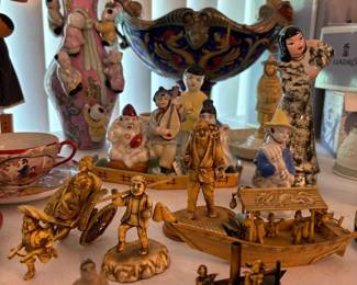 Antique asian oriental resin figures 