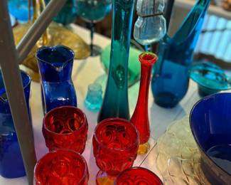 Swung vases, mid century glassware