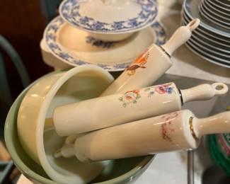 Vintage porcelain rolling pins