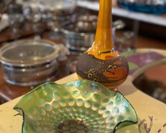 Fenton carnival glass, mid century Royal Hagar vase