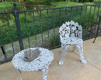 Small iron chair and table