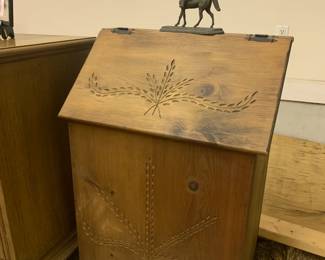 wooden trash can/ hamper