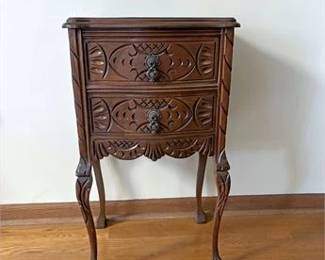 Mahogany Carved Bedside Table
