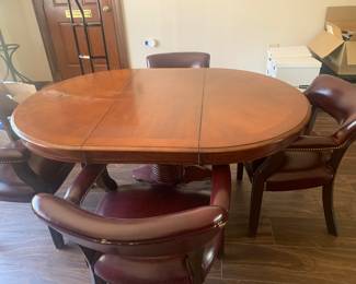Vintage Table~ Leather Chairs 