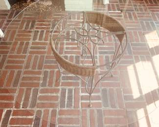 Wicker~Iron Glass Round Table 