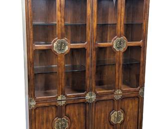 #111 • Henredon Asian-Style Diaplay Cabinet with Drawers, Brass Decor