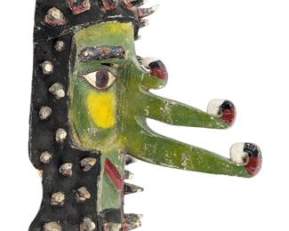 #101 • Mexican Style 1984 Wood Folk Art Mask Signed MSB #1299