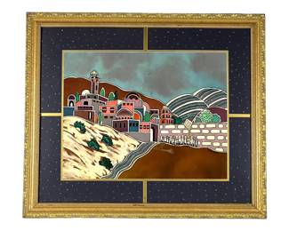 #98 • Amos Amit: "Jerusalem"- Signed Framed Batik on Cotton