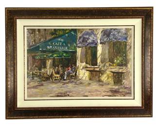 #81 • Leonard Wren: "Brasserie" Signed, Framed LE Enhanced Giclee on Canvas