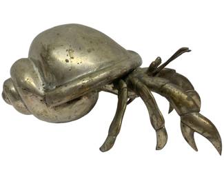 #29 • LARGE Bronze Hermit Crab Sculpture- Silver Leafed