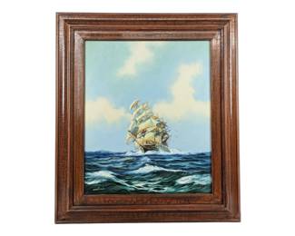 #74 • Signed Milnes: Clipper Ship Oil on Canvas, Frames