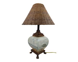 #54 • Beachside Ceramic Table Lamp with Woven Wicker Shade