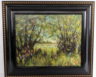 #76 • Vernon E. Srake: Signed Landscape Acrylic Painting, Framed