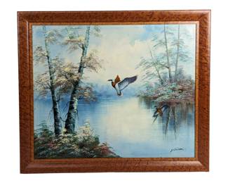 #75 • P Lebrun: Two Pheasants Signed Oil on Canvas