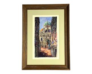 #88 • Ante Pavličević - "Dubrovnik" Original Signed, Framed Painting on Paper - 1979