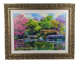 #72 • Claude Cambour: "A Giverny Net Ses Rediets Bleux" Ltd Ed Embellished Serigraph 115/150, Framed