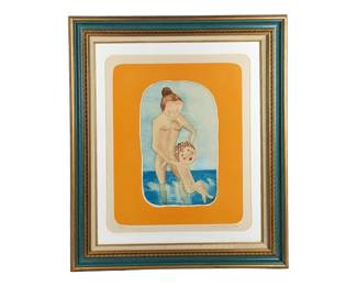 #77 • Christine Amarger: Signed Waterplay L.E. Aquatint Etching #72/99, Framed