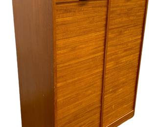 #116 • Danish Modern Teak Double Tambour High Chest by FREJ - ODENSE