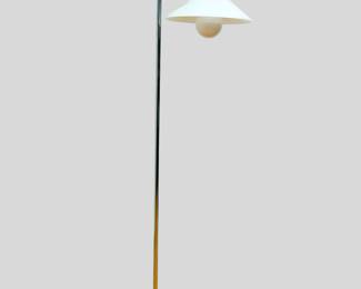 #18 • Vintage Chrome and White Glass Floor Lamp - WORKING