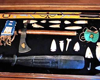 Arrowheads and various Native American items