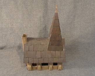 Antique Handmade Steel Church w/Copper Roof
