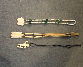 Lot of 3 Vintage Iroquois Carved Bone Necklaces