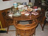 Dinig room table with some of the tin box collection