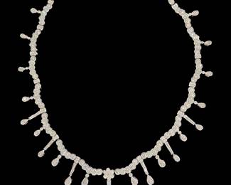 Platinum and Diamond Necklace with Pear-shaped Center