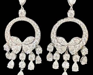 Pair of 14k White Gold and Diamond Butterfly Design
Earrings