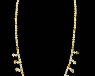 18k Yellow Gold & Diamond Necklace with Heart-shaped Center