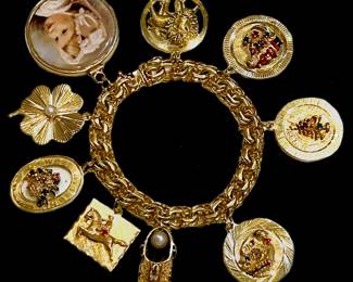 14k and 18k Yellow Gold Charm Bracelet