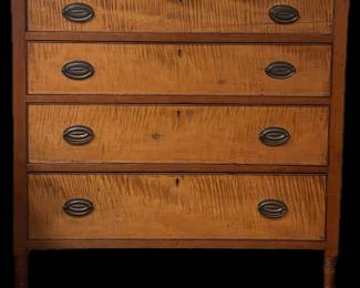 Antique American New England Sheraton Cherry Maple Dresser circa 1825