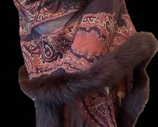 Paisley Shawl with Fox Trim