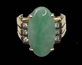 Jadeite, Gold, and Diamond Ring