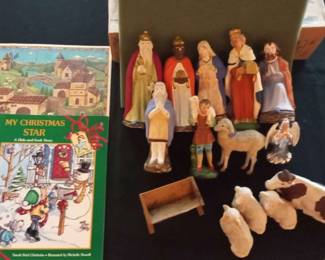 Antique 1927 Christmas Nativity Set More