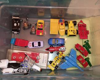 Slot cars upper left
Dinky toys lower right 
Misc  other cars