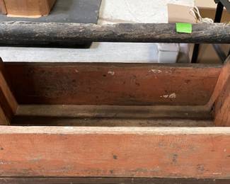 vintage orange painted tool carry