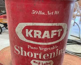 vintage Kraft 50 lb shortening can. we have 3. sold individually