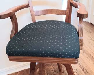 Pair of solid wood swiveling bar stools