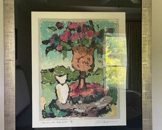 Singed and numbered ANNA JAAP painting, "afternoon in the cottage garden" numbered 1/3