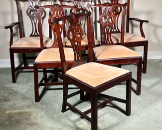 (6PC) MAHOGANY DINING CHAIRS | A set of six dining chairs, comprising two armchairs and four side chairs. - l. 25 x w. 20 x h. 38 in