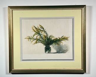 ALBERT HANDEL (B. 1937) WATERCOLOR | Summer greenery still life, watercolor on paper (11.5 x 14 in. sight), signed lower right. -  l. 20 x w. 17.25 in (frame)