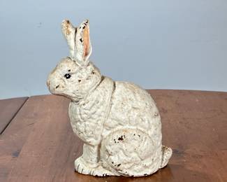 METAL RABBIT DOOR STOPPER | White rabbit door stop. -  l. 6-1/2 x w. 2 x h. 8-1/2 in