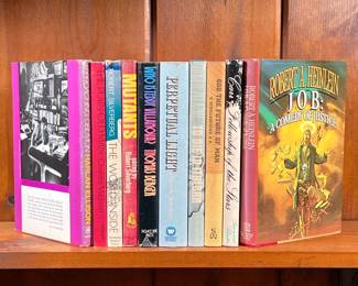 FICTION, SCI-FI, RELIGIOUS & MYSTERY BOOKS | JOB: a comedy of Justice by Robert a Heinlein, Fellowship of the Stars by Terry Carr, God The Future of Man by E. Schillebeeckx, To Die in Italbar by Roger Zelazny, Perpetual Light by Alan Ryan, who is Teddy Villanova? By Thomas Berger, Mutants by Robert Silverberg, The World Inside by Robert Silverberg, The Plain Old Man by Charlotte McLeod, and Approaching Oblivion by Harlan Ellison. -  l. 6 x w. 1 x h. 8-1/2 in