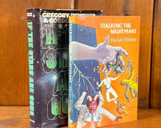 (2PC) SCI-FI BOOKS | Including Stalking the Nightmare by Harlan Ellison, and If the Stars Are Gods by Gregory Benford and Gordon Ecklund. -  l. 6 x h. 9 in
