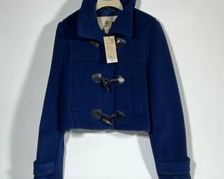 BURBERRY WOMEN'S JACKET | Blue wool Burberry London jacket, size 8R (US), with tag still attached, original retail price $850.00. 
