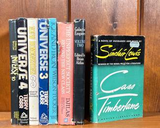 SCI-FI & FICTION BOOKS WITH DUST JACKETS | Misc. hardcover books, including: The Imperfect Society Beyond the New Class by Milovan Djivas, Cass Timberlane by Sinclair Lewis, Galactic Empires Vol. 2 by Bryan Aldiss, Ice and Iron by Wilson Tucker, Universe 3 by Terry Carr , Universe 4 by Terry Carr, Universe 10 by Terry Carr, and New Dimensions 3 by Robert Silverberg. -  l. 6 x w. 1 x h. 8 in